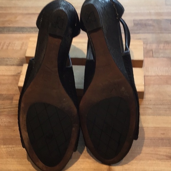 Donald J Pliner Jace Black Suede Open Toe Wedge Heels. - Picture 7 of 8